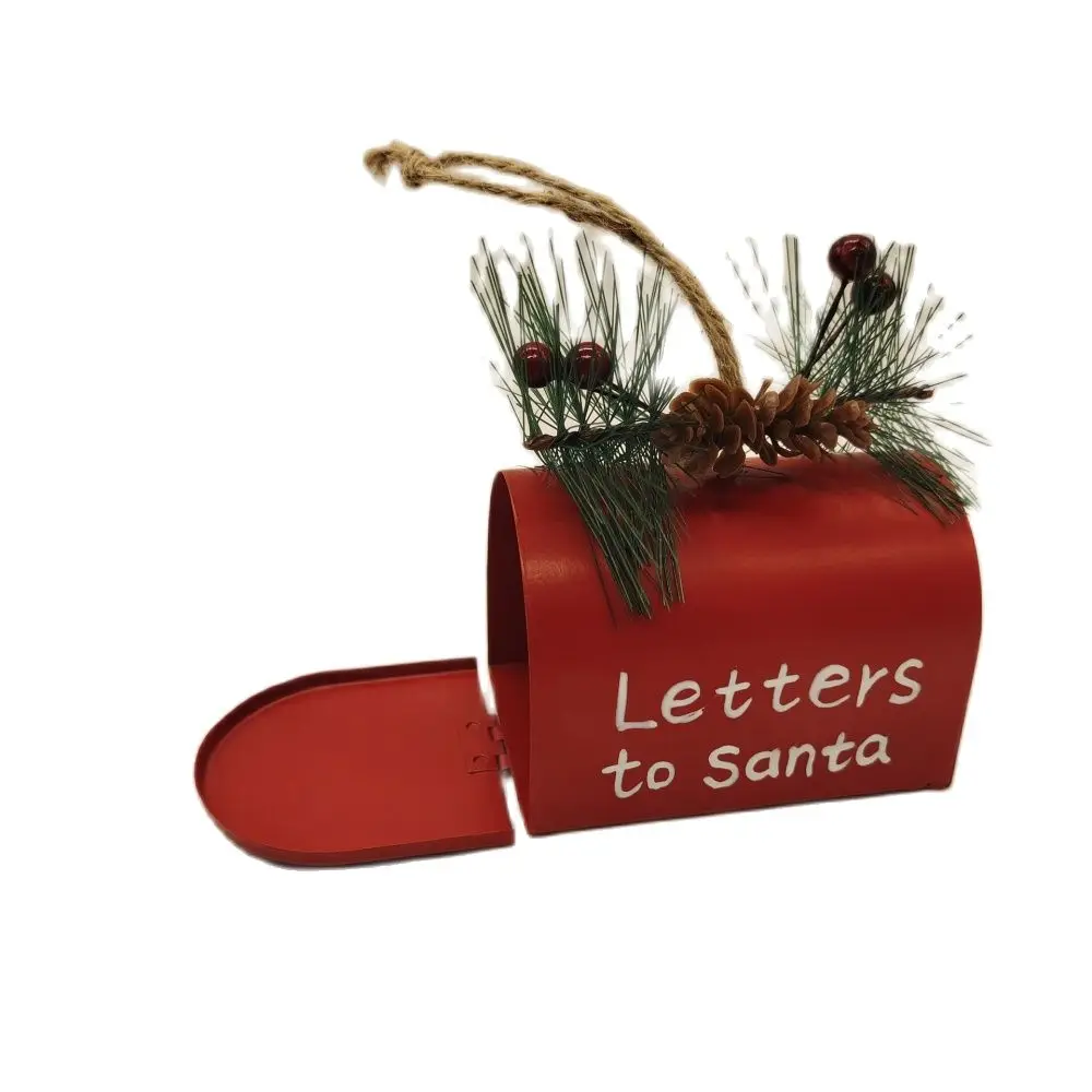 

Красный металлический почтовый ящик, украшение для рождественской елки