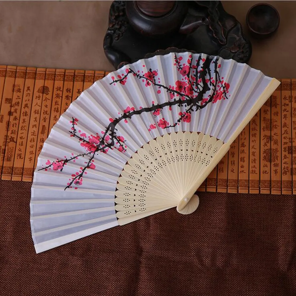 Винтажный бамбуковый складной ручной цветочный веер для китайской танцевальной