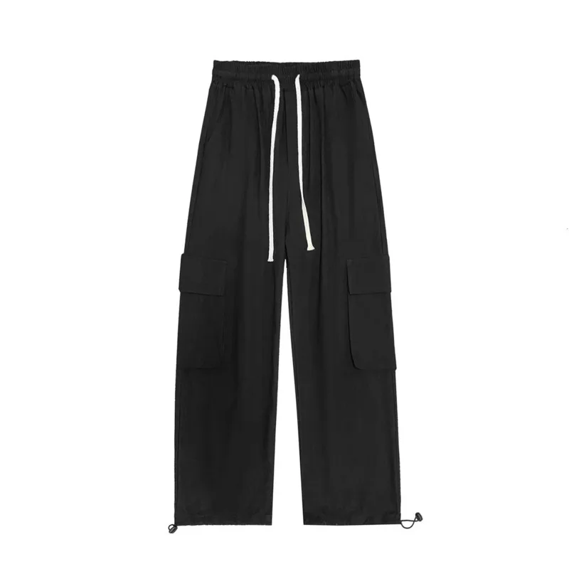 

Summer Cotton Linen Pants Men's Fashion Retro Casual Wide-leg Pants Men Streetwear Loose Hip-hop Pockets Cargo Pants Mens M-5XL