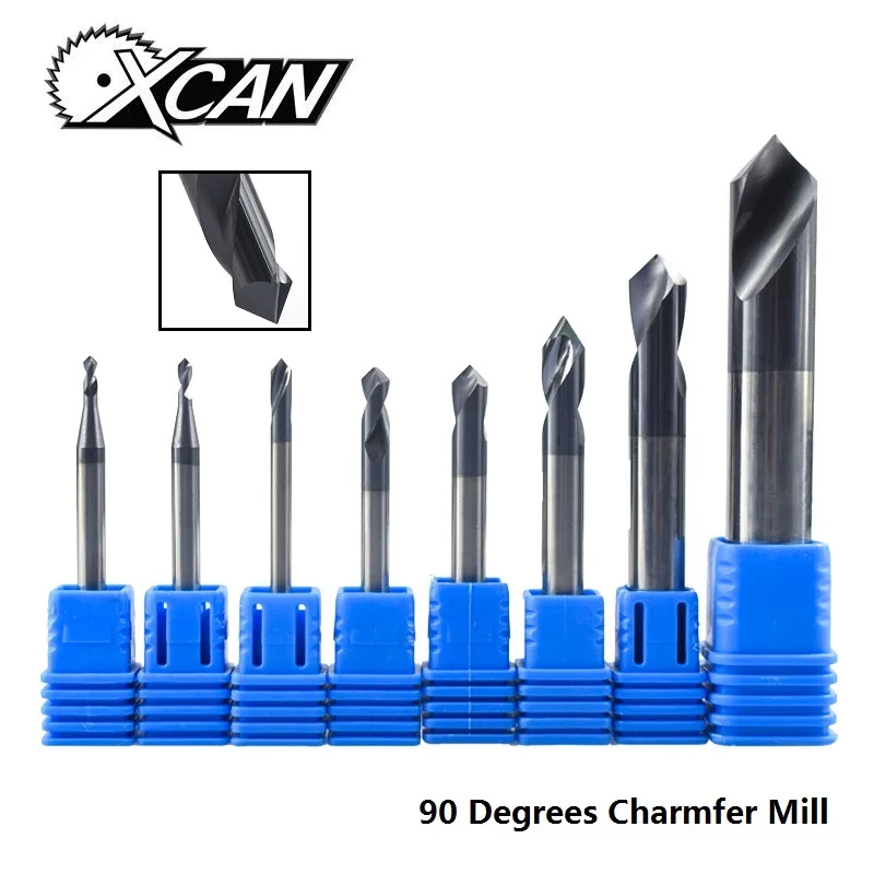 XCAN 1 шт. 90 градусов 2-12 мм Фаска фрезы Фрезы ЧПУ Концевая фреза с фиксированной точкой сверло Карбид Концевая фреза