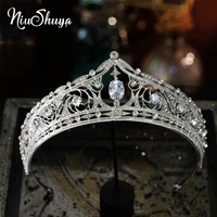 niushuya retro european crystal hair jewelry shining cz tiara crown luxury queen princess diadem bride wedding hair accessories