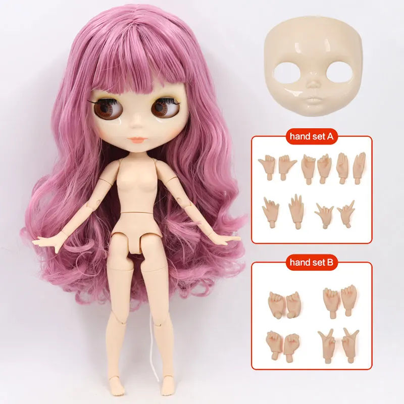 doll hand AB shell ICY Blyth кукла Обнаженная тела 30 см игрушки BJD белое блестящее лицо с дополнительными руками AB и Лицевая панель 1/6 DIY модные куклы подарок для девочки - Цвет: doll hand AB shell