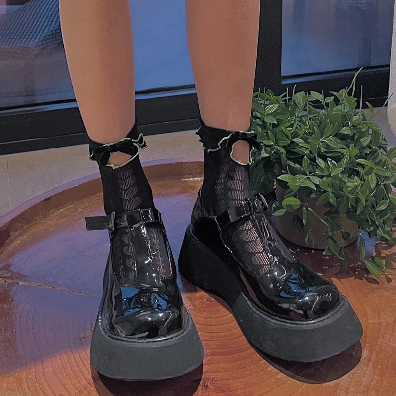 Женские кружевные носки K3NF до щиколотки с оборками в виде сердца милые бархатные