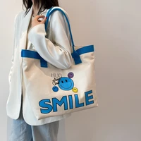 personality bags for women cute smiley handbag cartoons shopper bag printing handbags for women high capacity canvas womens