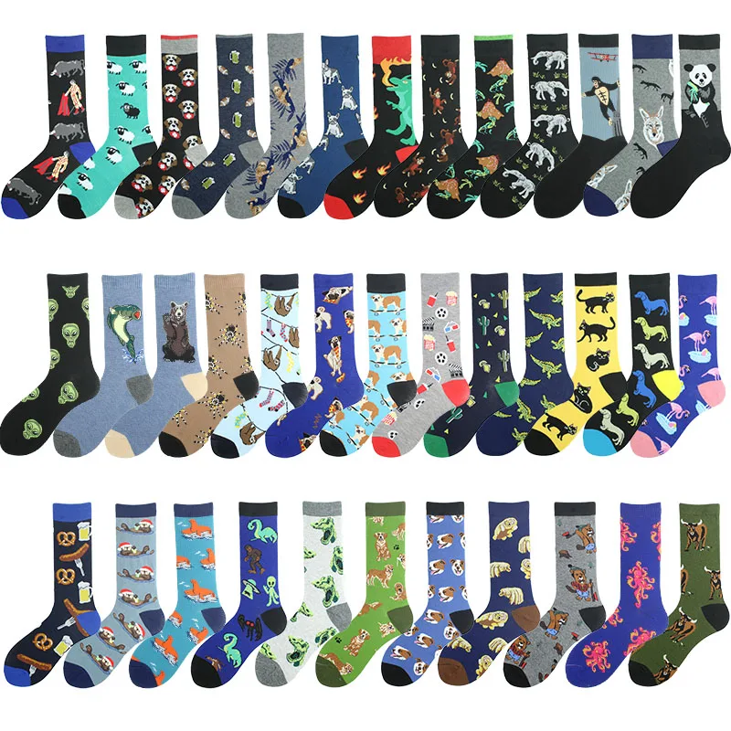 Хлопок с забавными животными иностранцев носки Для мужчин Sokken Творческий