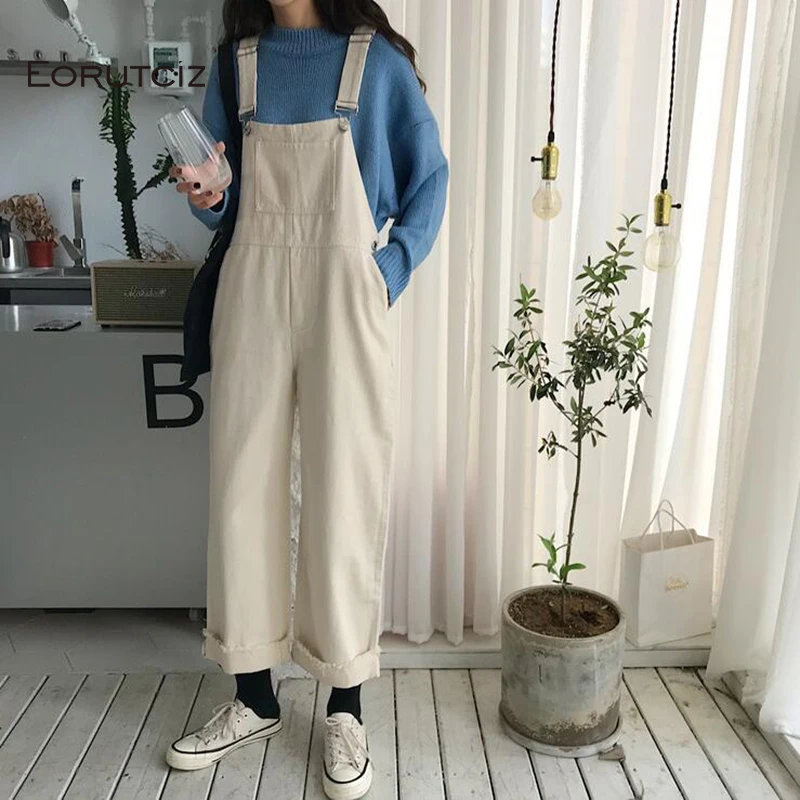 

EORUTCIZ Spring High Waist Jeans Women Casual Denim Wide Leg Pants Female Vinatge Pocket Black Trousers LM756