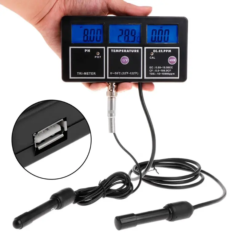 

6in1 Water Quality Tester Monitor Aquarium Water Temperature pH EC CF TDS Meter