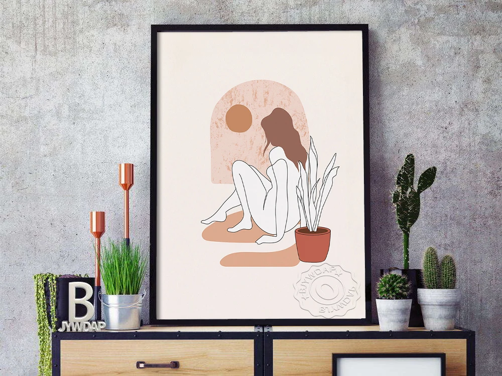 

Terracotta Art Print | Woman In The Nude Poster | Curvy Female Artwork | Body Positive Art | Line Work Illustration rawing | L