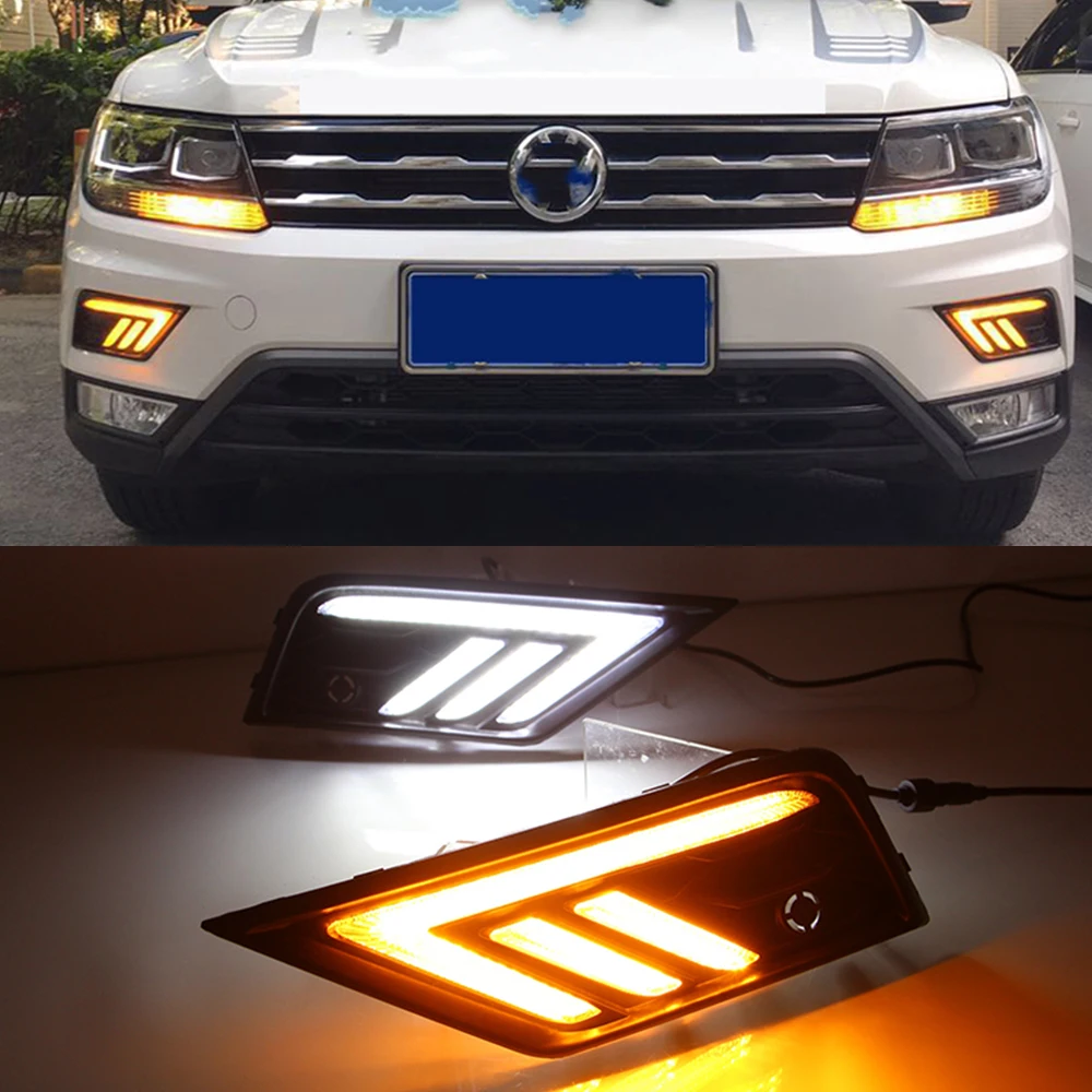 CSCSNL 1 пара автомобильный светильник для Volkswagen VW Tiguan 2017 2018 2019 DRL Дневной с желтым