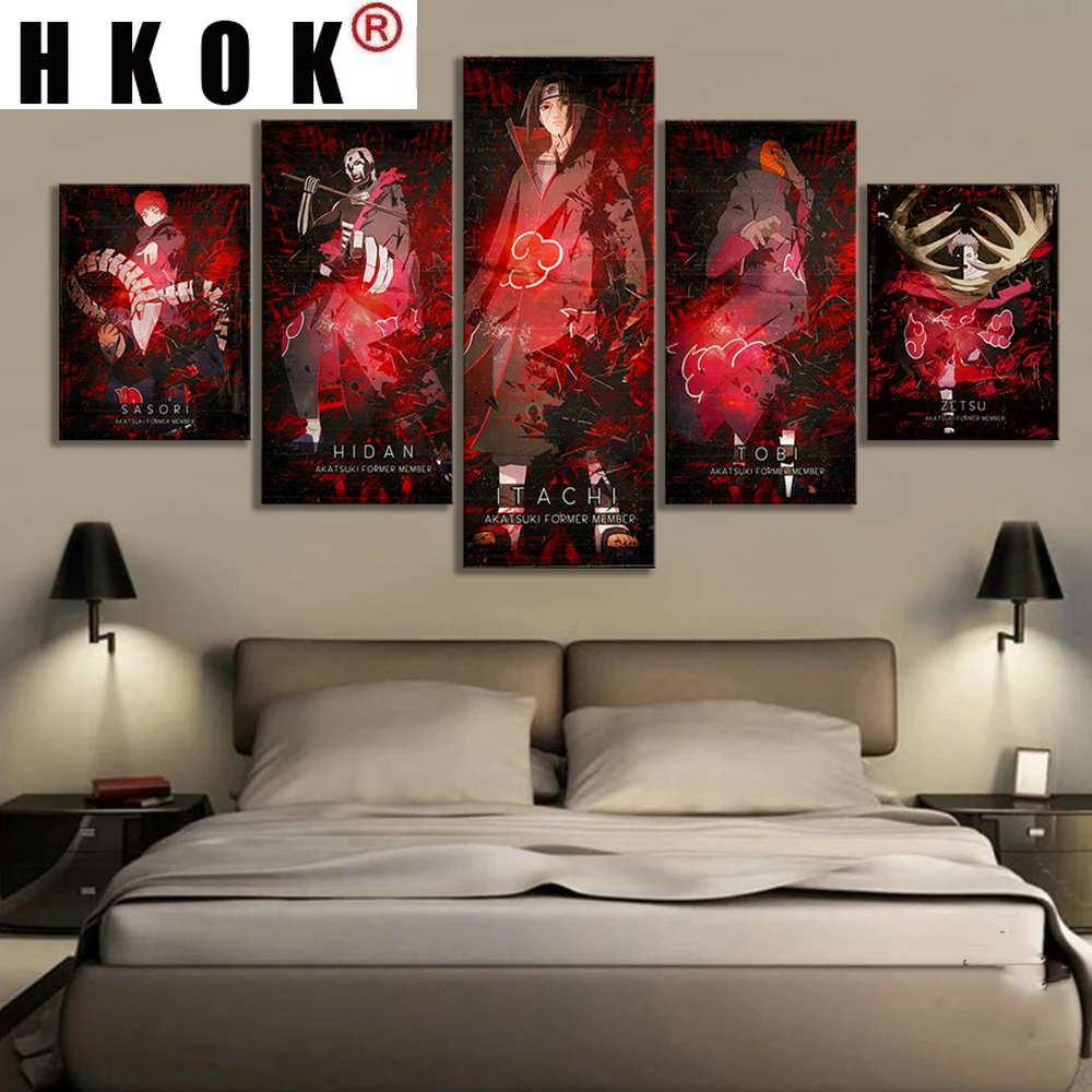 

HKOK Abstract 5 Panels Anime Canvas Paintings Posters Prints Sofa Wall Art Pictures Living Room Morden Home Decor Modular