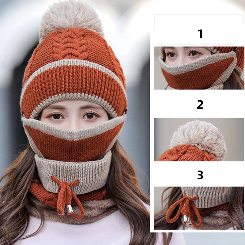 Зимний нагрудник маска шапки с ушами шапка Толстая теплая Skullies Beanies женские s