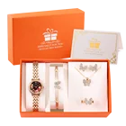 5 шт.комплект, женские кварцевые часы с бриллиантами