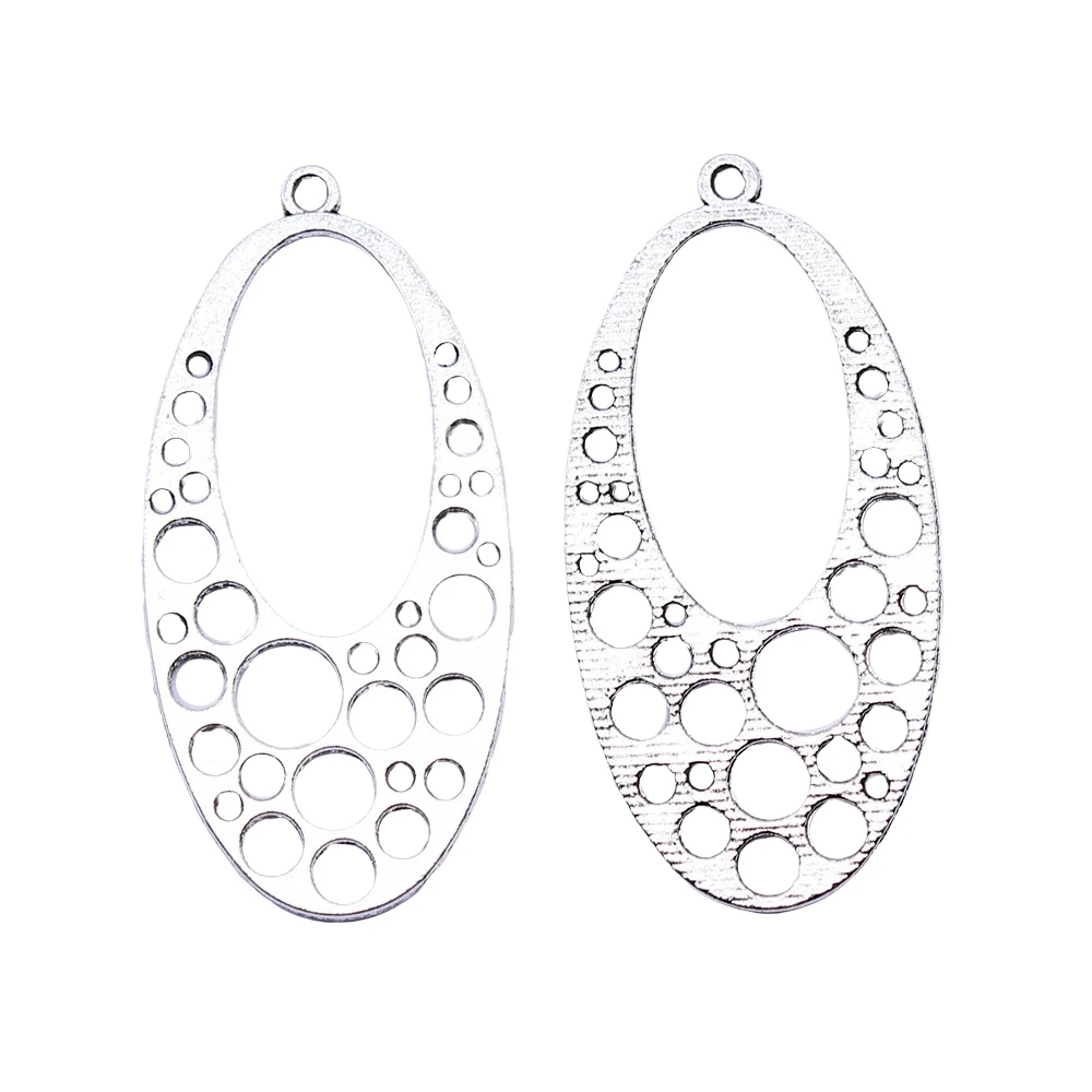 

6pcs Perforated Earrings DIY Jewelry Findings Accessories Charms Antique Silver Color 23x47mm