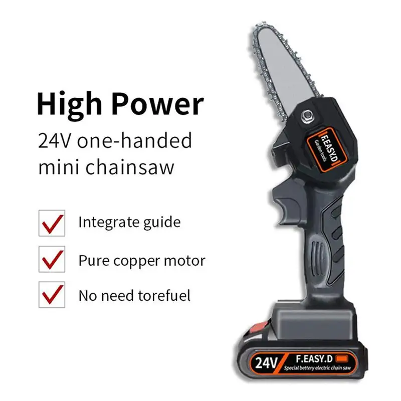

Mini Electric Saw Chainsaw 24V For Woodworking Garden Tools With Batterys Brushless Chain Saws Wood Cutters