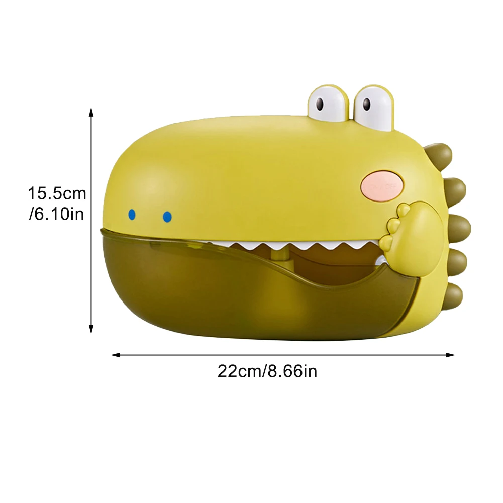 

Battery Operated Automatic Bath Toy Gifts ABS Summer For Kids Bathtub Green With Music Cute Adsorption Dinosaur Bubble Machine