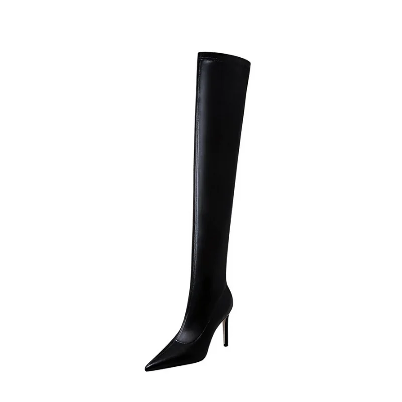 

European and American Fashion Simple Thin Heel High Heel Pointy Winter Sexy Nightclub Show Thin Pedicure Over Knee Boots