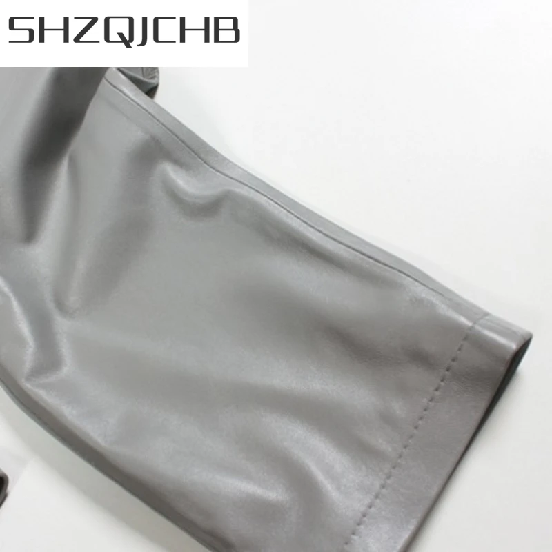 

JCHB 2021 Spring Genuine Leather Pants Women Harem Pants Streetwear Vintage Women Trousers Casual Sexy Black Grey Sheep Leather