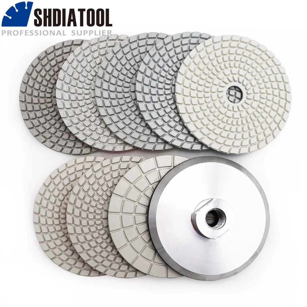 SHDIATOOL 8 шт 4 &quot/100 MM Diamond Белого Смола Бонд Мокрый Гибкие полировки с покровителя
