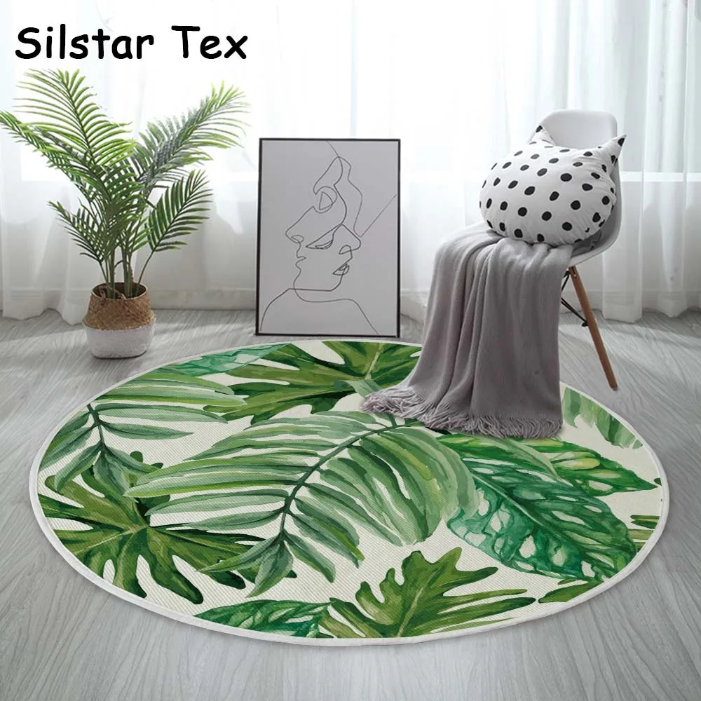 Silstar Tex ковры с тропическими листьями зеленый хлопковый круглый ковер для