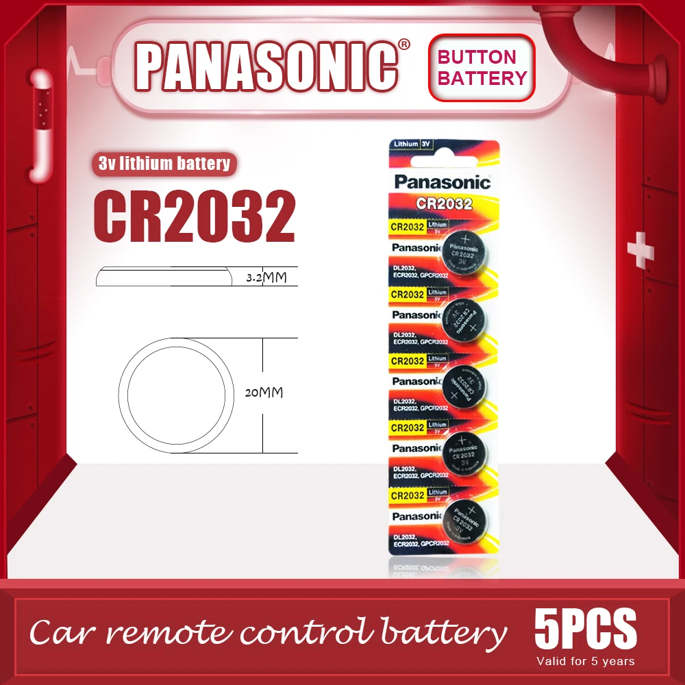 5 шт./лот PANASONIC Оригинальная батарея CR2032 с кнопками 3 в литиевые батареи CR 2032 для