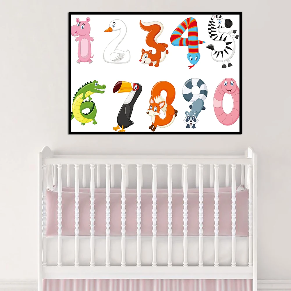 

Early Kids Numbers 0-9 Pictures Living Room Wall Art Decor Animal No Frame Poster Oil Painting Decoration