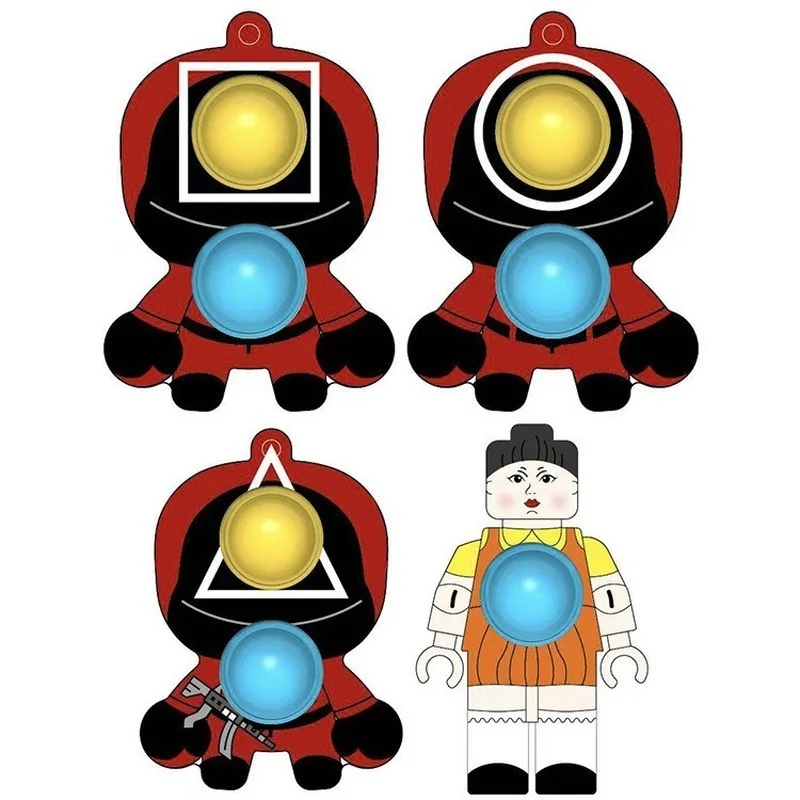 

Korean Games Keychain Mini Pop Fidget Toys New Popper Anti Stress Simple Dimple Toy Popets Push Bubble Toys Poppit Keychain