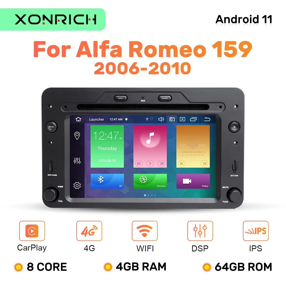 DSP 4GB 64G 2 din Android 11 Car DVD Player Autoradio For Alfa Romeo 159 Brera Spider Sportwagon Multimedia GPS Navigation Audio |