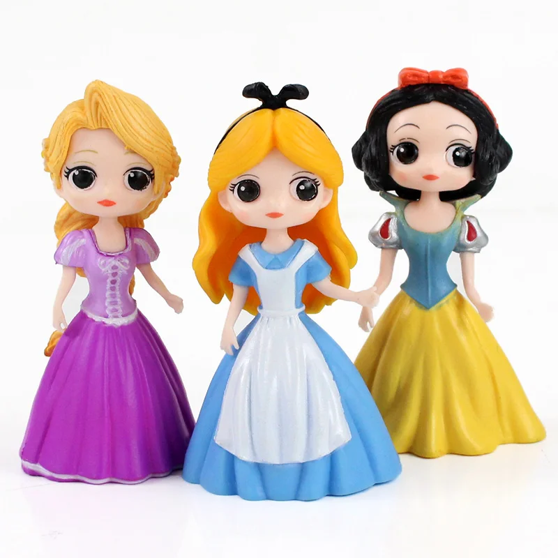 6pcs/lot 9cm Princess Figure Toy Snow White Alice Belle Cinderella Ariel Mermaid Tangled Beauty Model Dolls for Girls - купить по