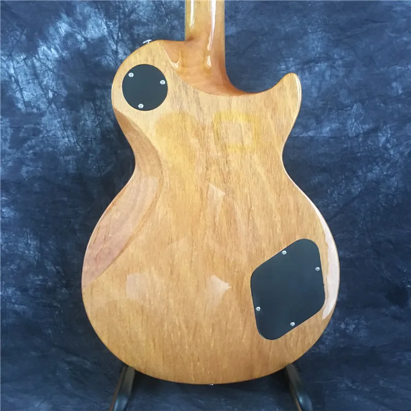 

High-quality 6-string left-hand electric guitar, sturdy mahogany body, blue flame maple top, chrome-plated hardware