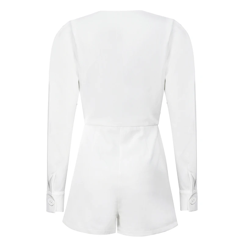 Max Spri 2019 New Fashion Women Party Sexy Playsuits V Neck Skinny Full Sleeve Jumpsuits Office Lady Rompers White | Женская одежда
