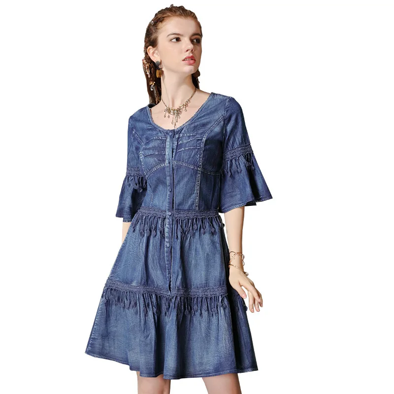 

Original dress 2020 summer wear new macrame bull-puncher retro posed a short-sleeved dress is 82151