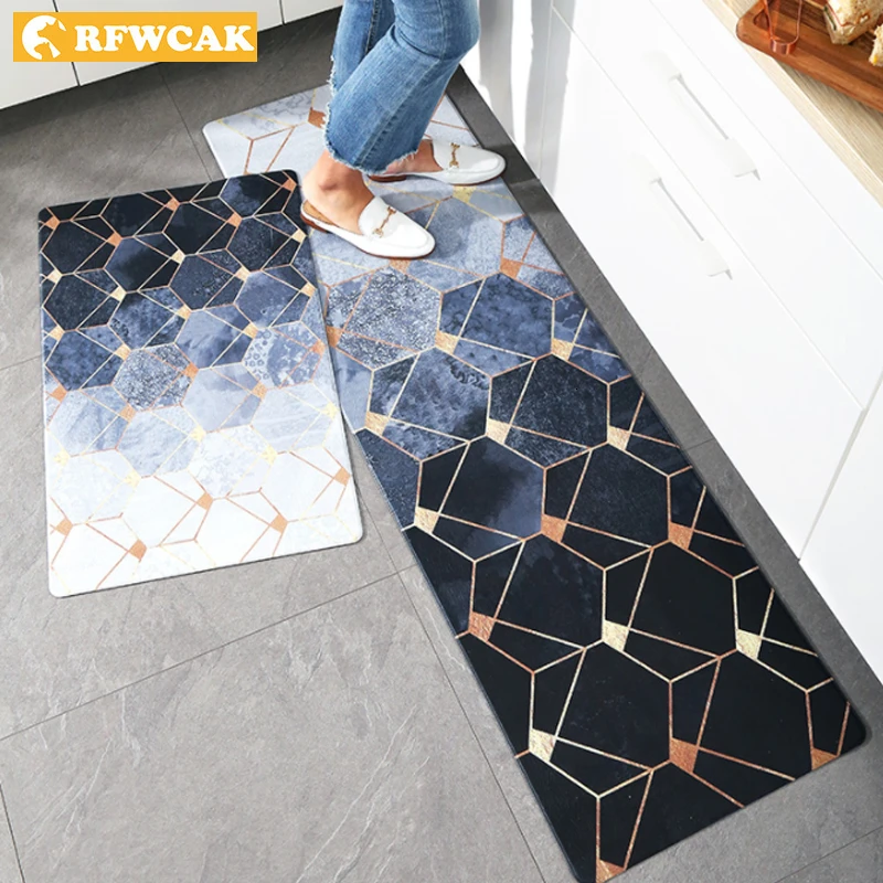 

RFWCAK 2pcs Kitchen Carpets PVC Leather Floor Mats Large Floor Carpets Doormats Bedroom Tatami Waterproof Oilproof Kitchen Rugs