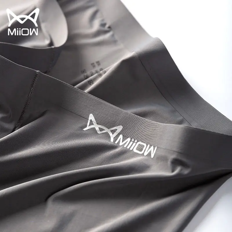 

MiiOW Genuine 3-pack Men's Underwear Seamless Ice Silk One Piece Business Mid-waist Boxer Shorts Breathable Summer Short