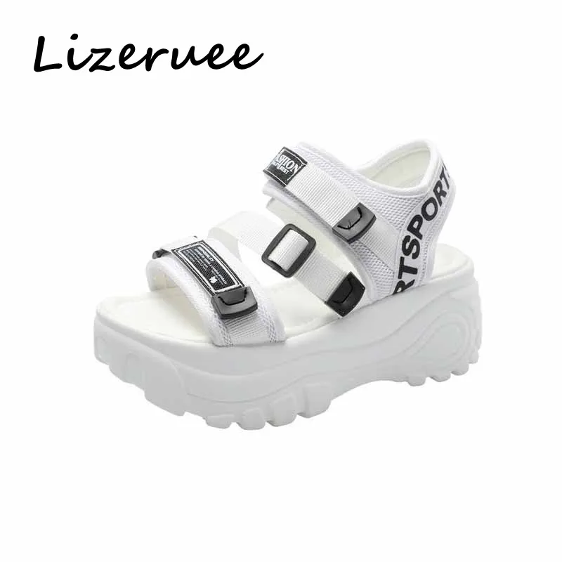 

Shoes For Women 2021 Summer Platform Sandals Leather Buckle Thick Bottom Letter Beach Laides Fashion Shoes