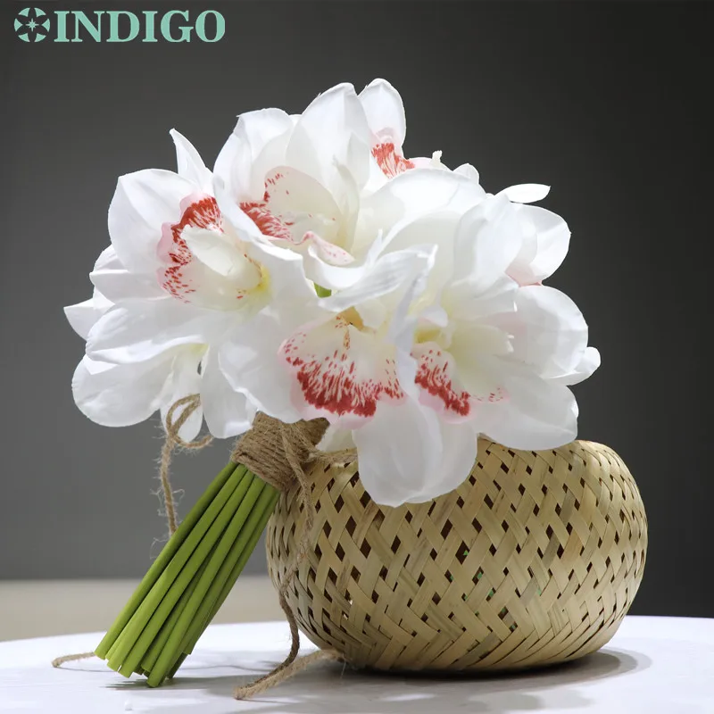 Индиго 20 штук/Комплект белая Орхидея Цимбидиум орхидеи Новый стиль букет