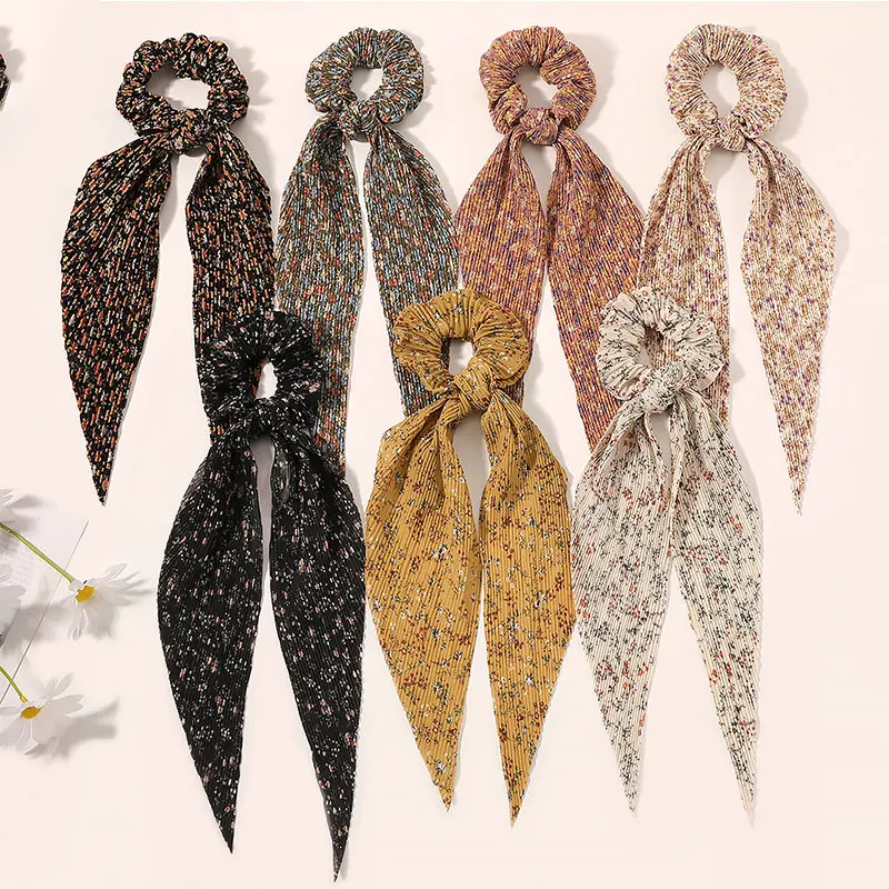 

Hair Band For Women Sweet Floral Hair Scrunchies Ponytail Hair Scarf Elastic Hair Bands Fashion Long Ribbon Hair Accessories