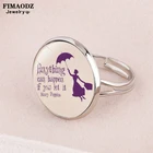 FIMAODZ Mary Poppins Зонт кольца для женщин девушек модный стеклянный кабошон регулируемое кольцо мультфильм ювелирные изделия