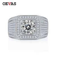 oevas 100 925 sterling real 3 carats d color moissanite wedding rings for men sparkling full high carbon diamond fine jewelry