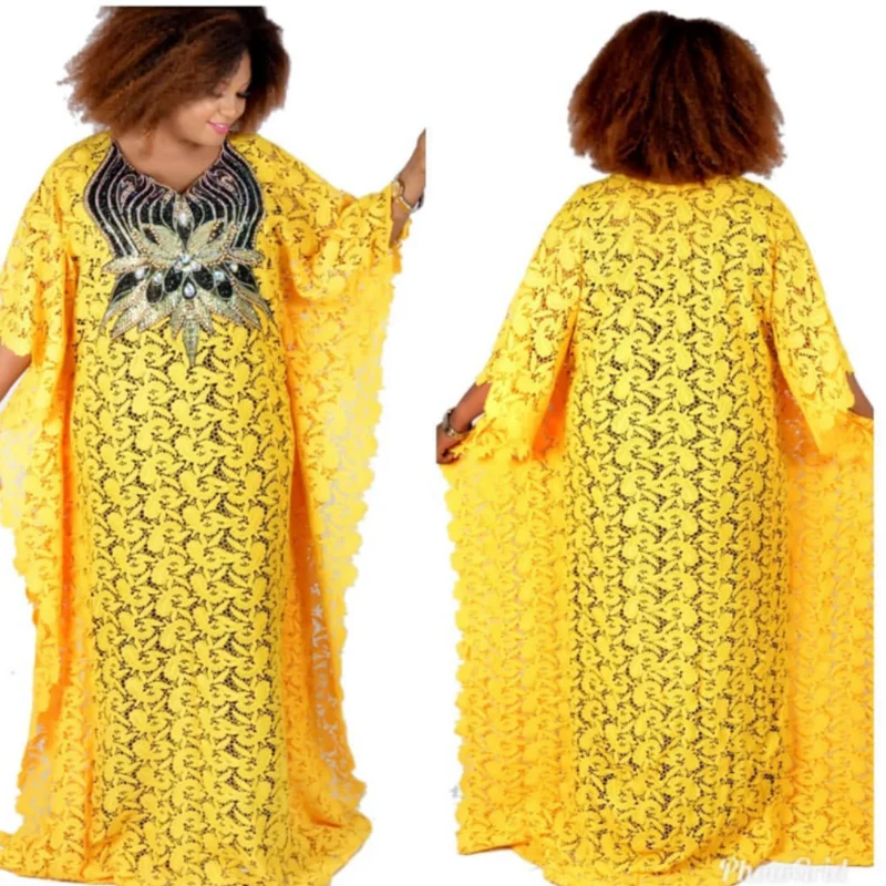 Модные африканские мусульманские платья HOUSEOFSD для женщин с рукавом летучая мышь Дубай абайя с блестками кружевное Макси-Платье с внутренне...