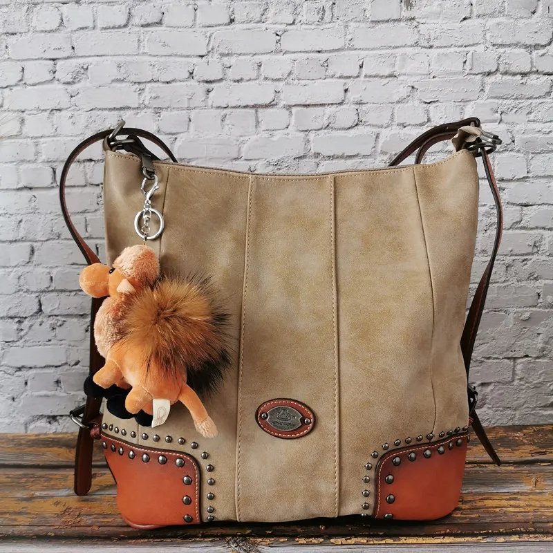 Beige and Camel Горячая Распродажа, модная женская сумка из натуральной кожи, Большая вместительная сумка, женская сумка на одно плечо, многофункциональная сумка - Цвет: Beige and Camel