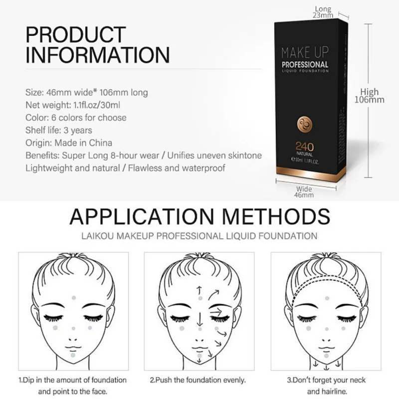Новая Водонепроницаемая долговечная база для макияжа лица Жидкий тональный крем