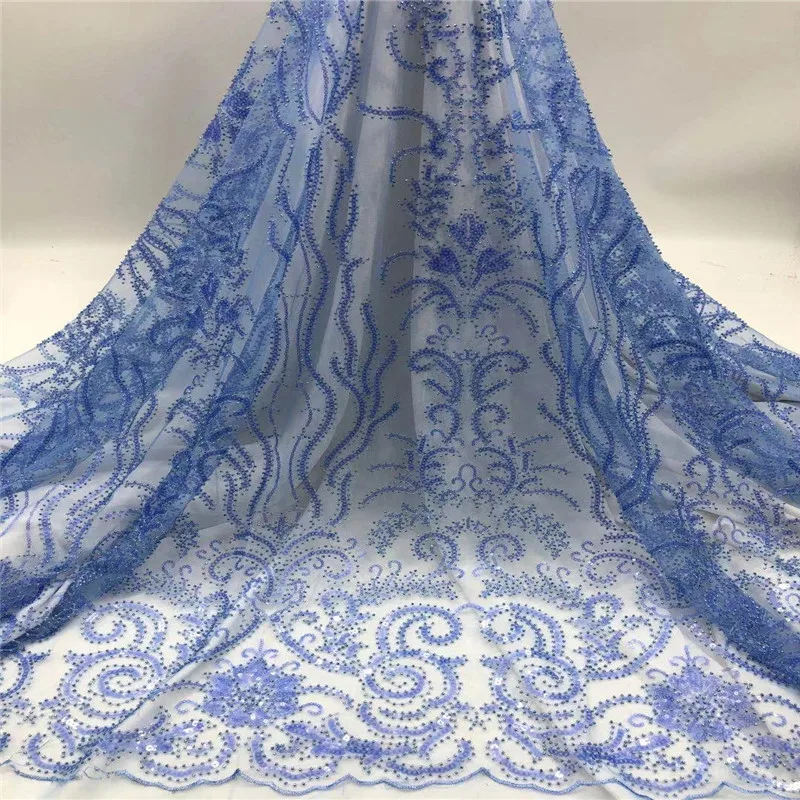 

Embroidery French Net Lace Fabric High Quality sequins Tulle Lace African Lace Fabric for Nigerian Party wedding dress JH275-66
