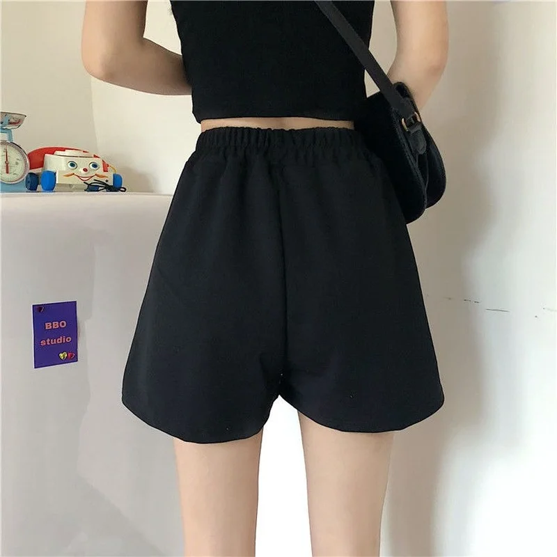 

Women Shorts Simple Casual Solid Female Daily High Elastic Waist Bottoms Summer Students All-match Sweatpants Korean Style Chic