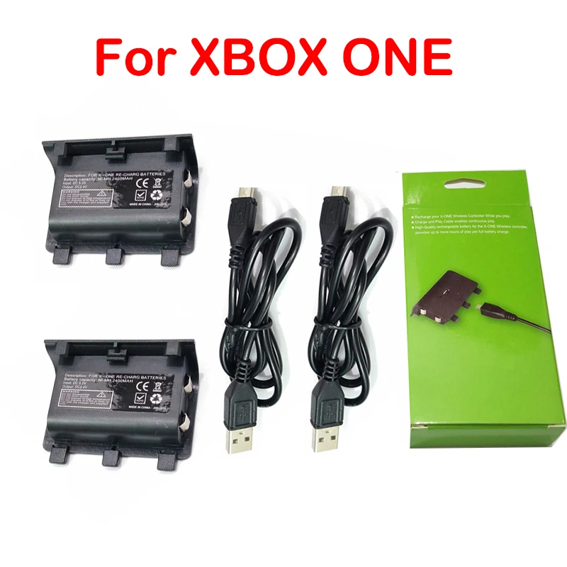 

2 x 2400mAh Rechargeable Batteries With USB Charging Cable For XBOX ONE Controller Wireless Gamepad Joypad Backup Battery Pack