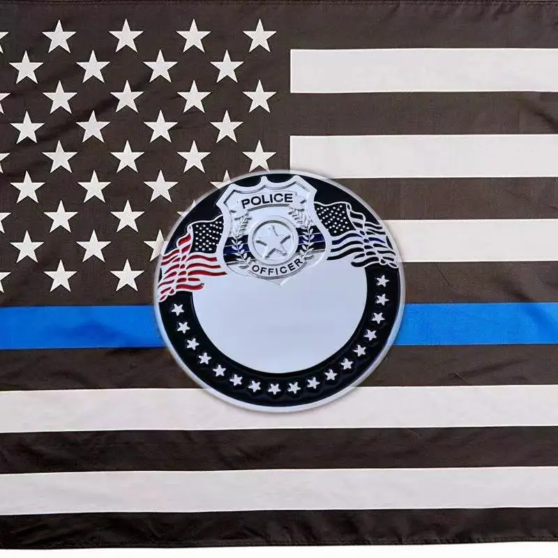 Американский полицейский офицер тонкая синяя линия щит памятные монеты