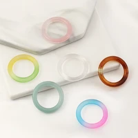 6pcsset new colorful transparent acrylic geometric round marble pattern ring resin acetate board rings for women girls jewelry