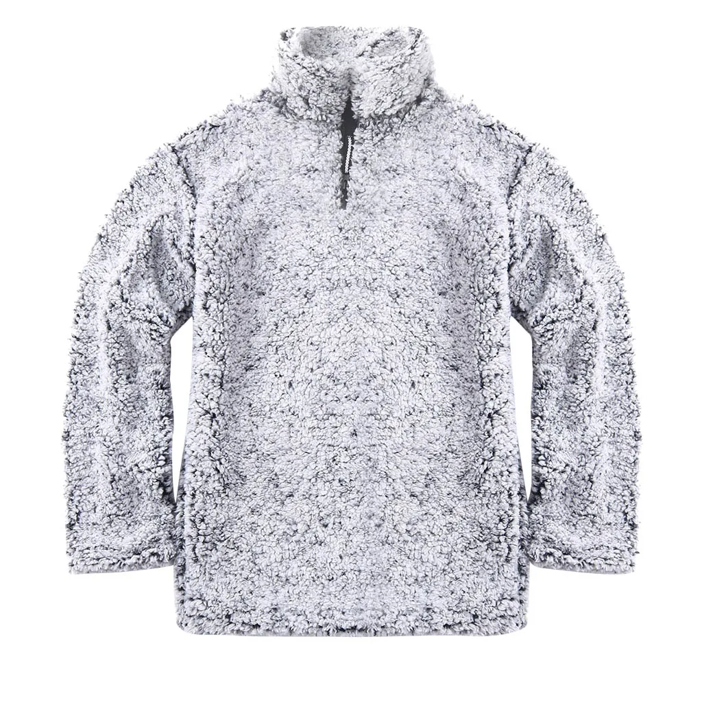 Женская теплая пушистая зимняя однотонная повседневная толстовка на молнии