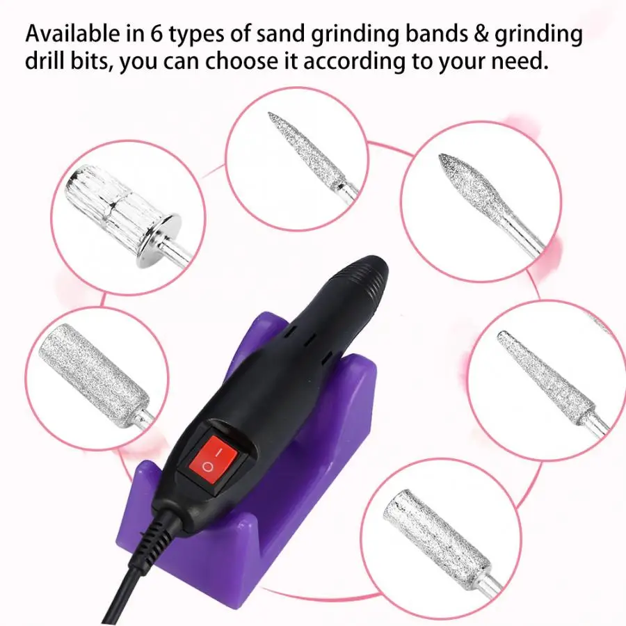 12W электрические сверла для ногтей Set Mill Cutter Machine Типсы маникюра брикет