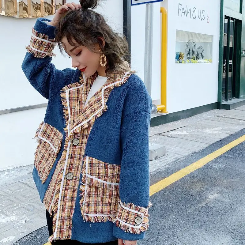 Фото LANMREM 2019 твидовая стеганая куртка Женская свободная Корейская версия осенней и