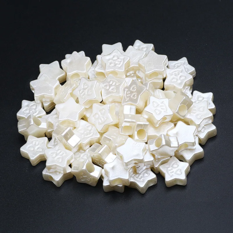 

Бусины с пятиконечными звездами и искусственным жемчугом, акриловые бусины россыпью с отверстием для изготовления ювелирных изделий, для б...